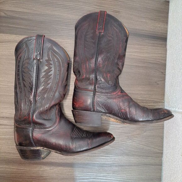 Lucchese 2000 Redish Brown Western Leather Cowboy Boots Size US 9.5 D Men's - Picture 3 of 8